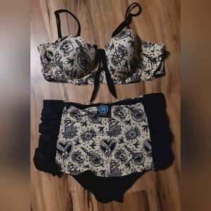 Too Fast Nautical Tattoo Rockabilly Print Retro Bikini Set XXL